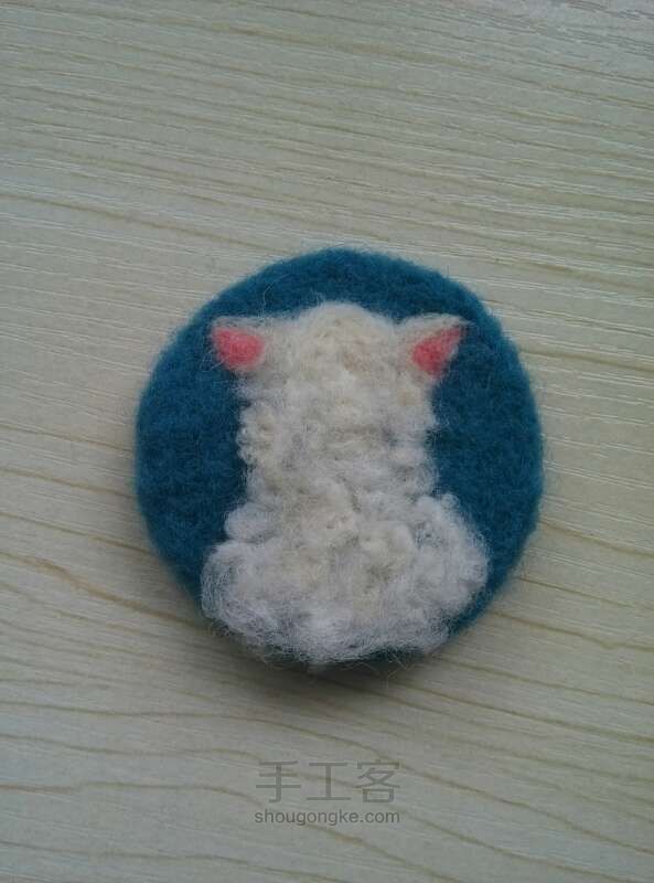 羊毛毡手工化妆镜，小羊驼 第3步