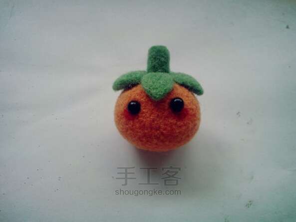 羊毛毡小柿子玩偶手工制作教程 第8步