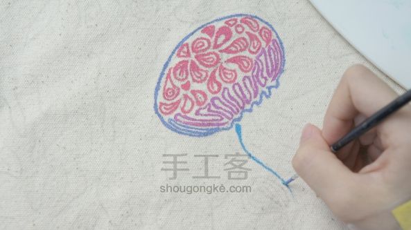 手绘海底世界环保袋手工制作 第5步