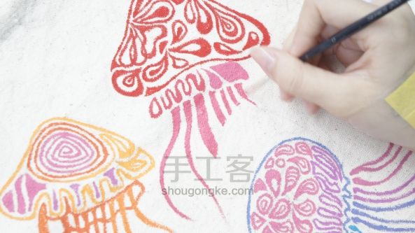 手绘海底世界环保袋手工制作 第11步
