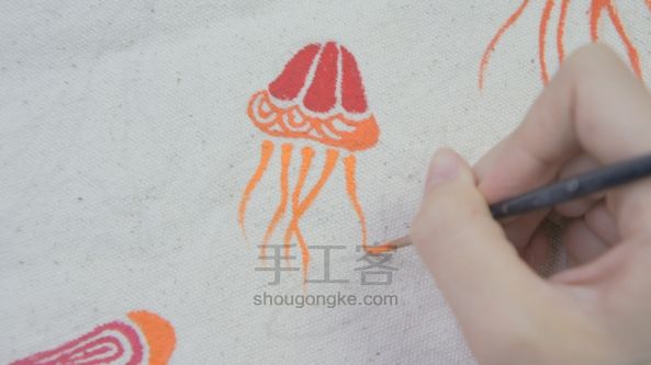 手绘海底世界环保袋手工制作 第15步