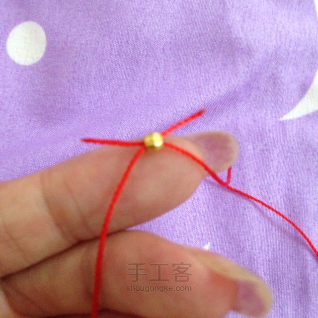 简单的红绳编织戒指教程 第11步