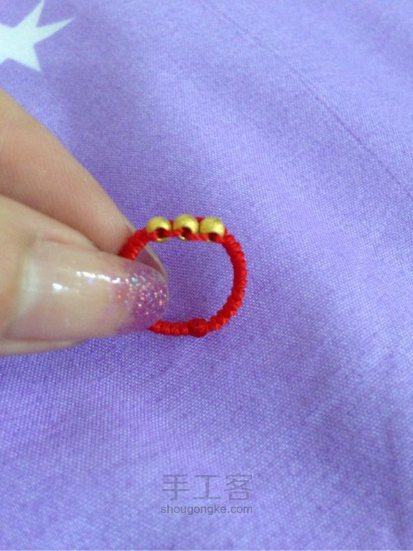 简单的红绳编织戒指教程 第15步