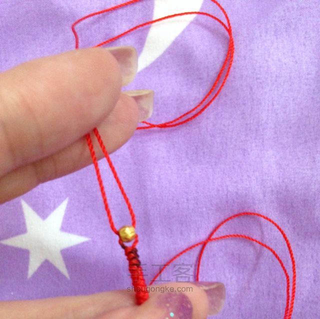 简单的红绳编织戒指教程 第12步