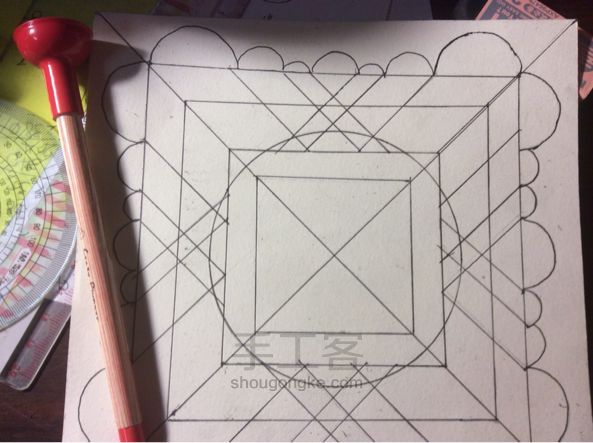 教你用直线和圆画一张几何涂鸦 第4步