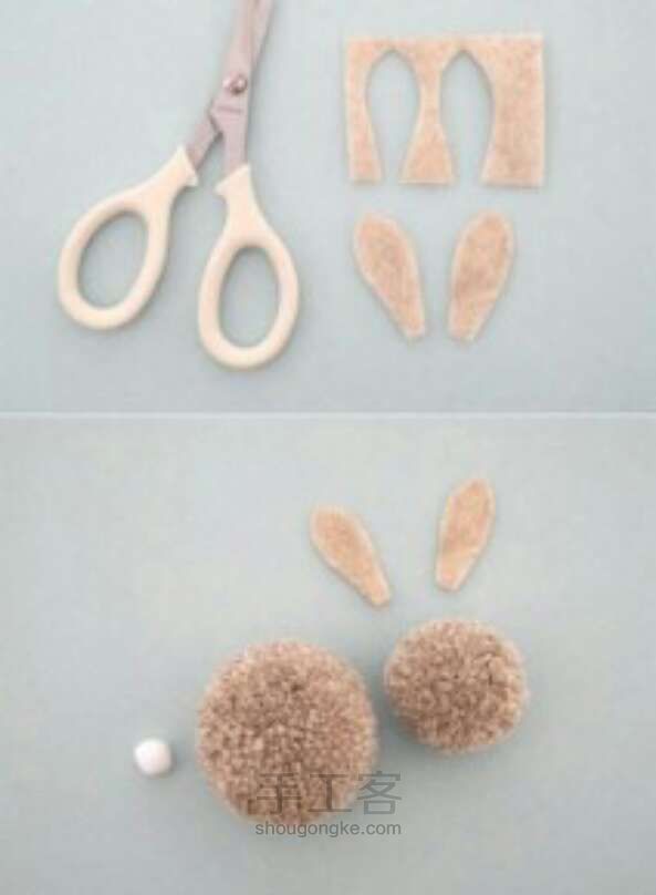 模糊的毛线兔子制作方法分享 第3步