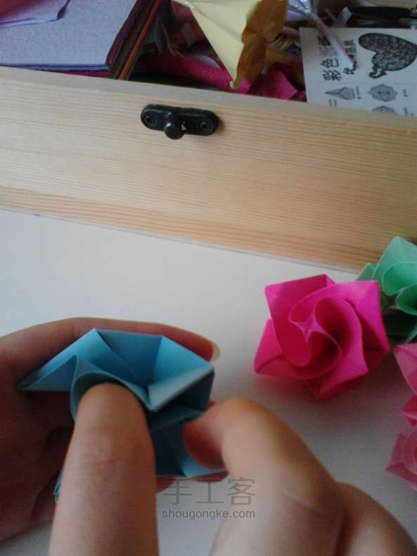 钻石玫瑰折纸教程 第21步