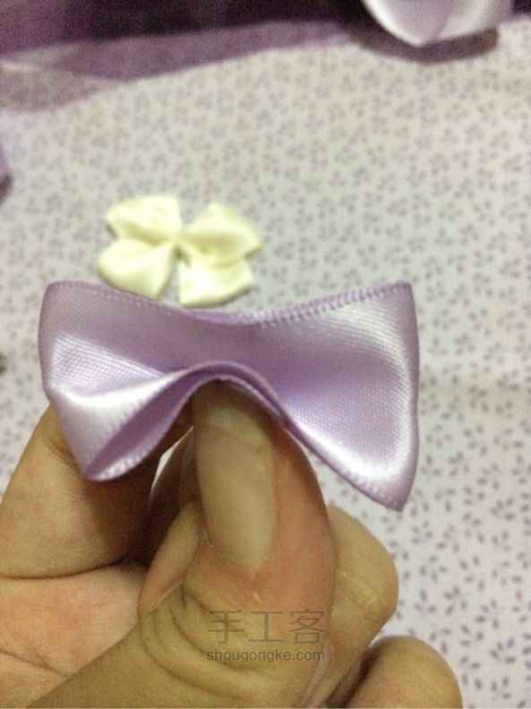 紫色浪漫蝴蝶结缎带发饰，原创教程。 第8步