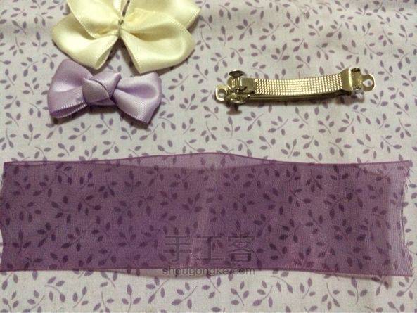 紫色浪漫蝴蝶结缎带发饰，原创教程。 第14步