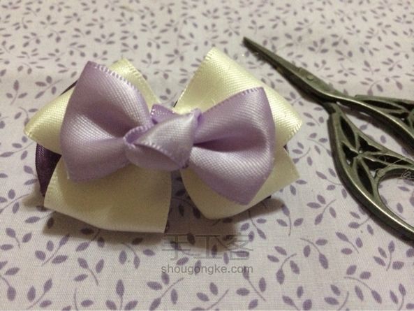 紫色浪漫蝴蝶结缎带发饰，原创教程。 第16步