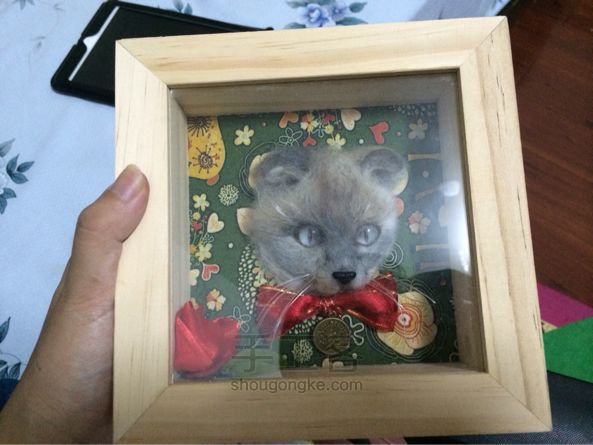 羊毛毡猫咪装饰画 第8步