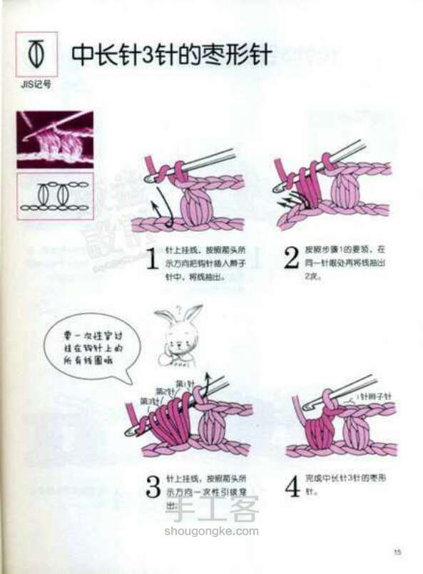 分享钩针的基础针法 第13步