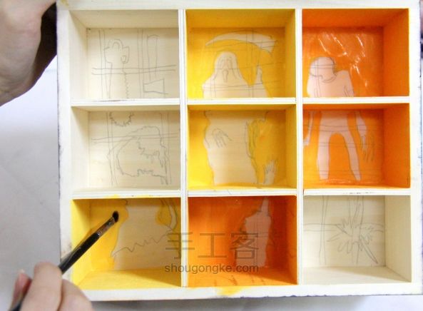 手绘创意木盒 制作教程 第77步