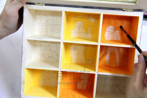 手绘创意木盒 制作教程 第74步