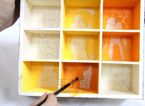 手绘创意木盒 制作教程 第75步