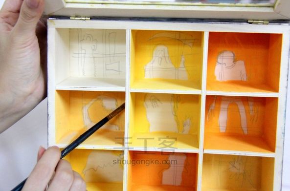 手绘创意木盒 制作教程 第79步