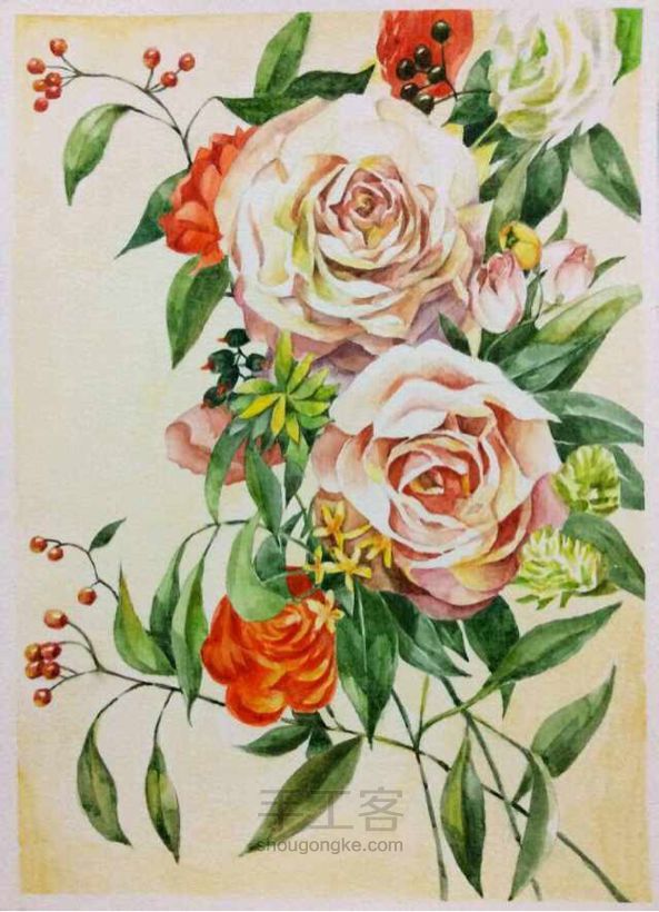绘画教程 教你画玫瑰。 第1步