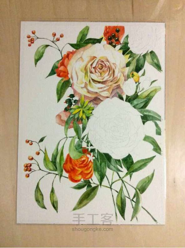 绘画教程 教你画玫瑰。 第5步