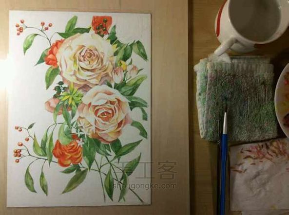 绘画教程 教你画玫瑰。 第6步