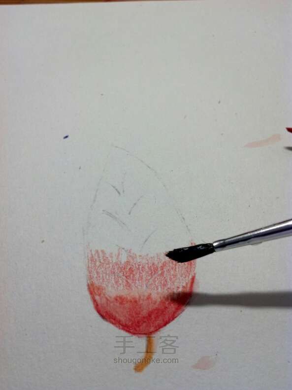 水溶性彩色铅笔•手绘树叶 第19步
