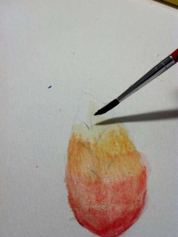 水溶性彩色铅笔•手绘树叶 第20步