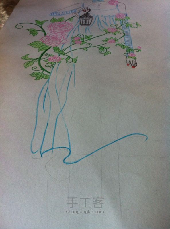 蔷薇少女绘画教程 第5步