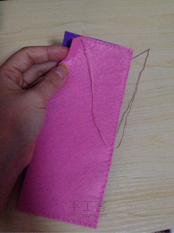 粉紫钱包👛～不织布diy 第8步