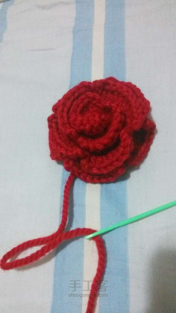 Molly小编织：红玫瑰的红绽放在此刻 第9步