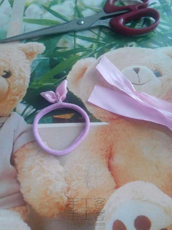 自制丝带兔耳发圈 DIY