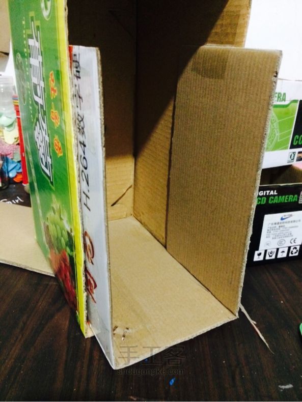 旧物改造 纸箱收纳盒～～～～ 第3步