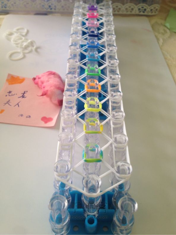 Rainbow loom 纵向交叉彩虹手链 彩虹织机 第13步