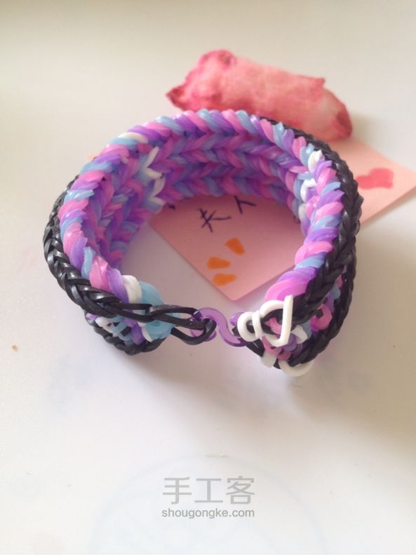 Rainbow loom 可双面戴的泰比手链 彩虹织机 第17步