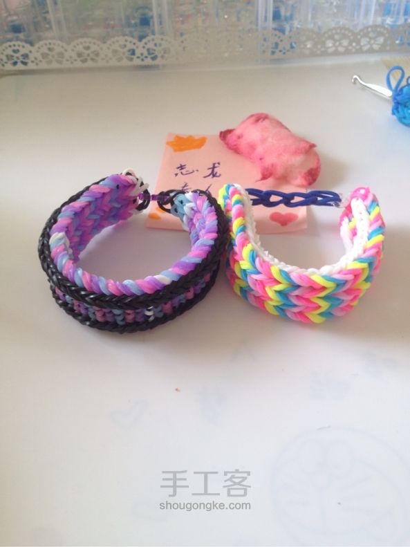 Rainbow loom 可双面戴的泰比手链 彩虹织机 第18步