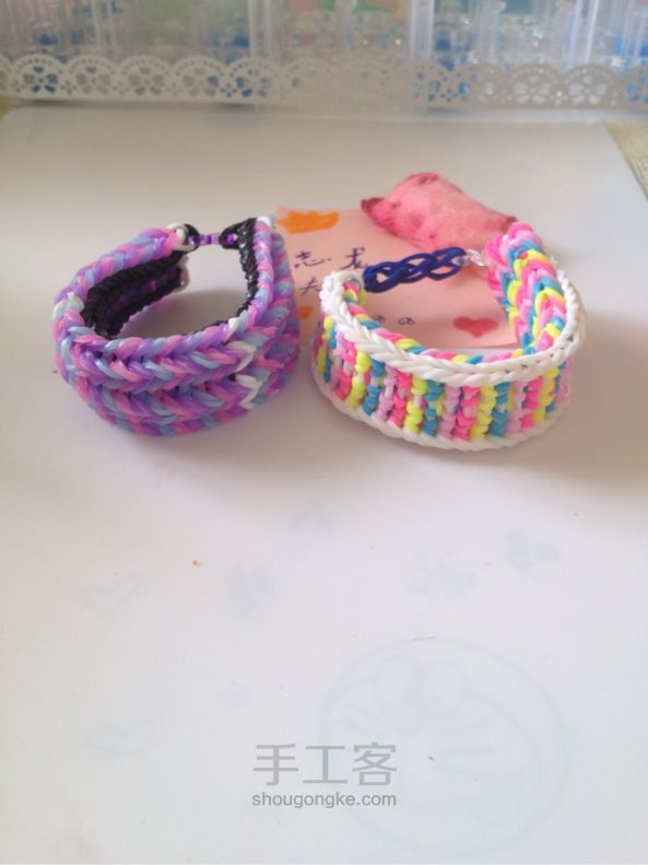 Rainbow loom 可双面戴的泰比手链 彩虹织机 第19步