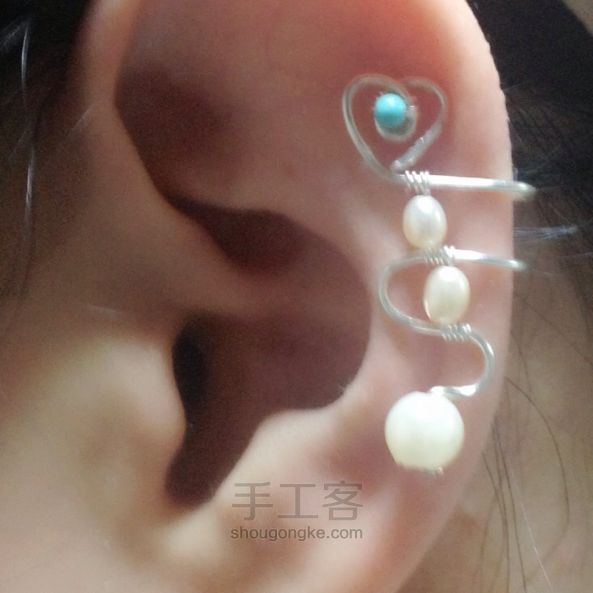 DIY简单美丽的绕线耳骨夹——珠淚 第11步