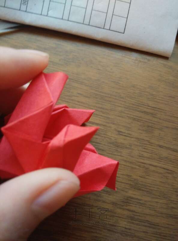 川崎玫瑰整形教程 折纸方法 第4步