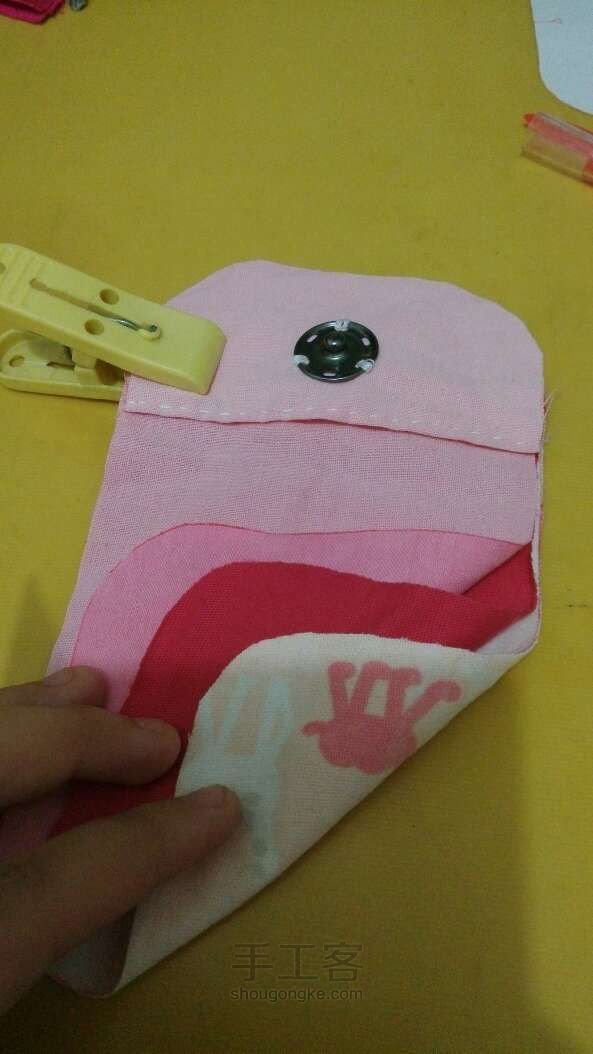 折叠式粉色真·零钱包  DIY手工制作教程 第7步