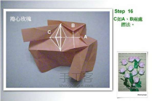玫瑰花  折纸方法 第17步