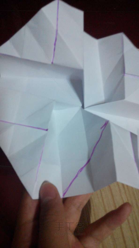 川崎玫瑰折法，看了以后包你学会哦～ 折纸教程 第42步