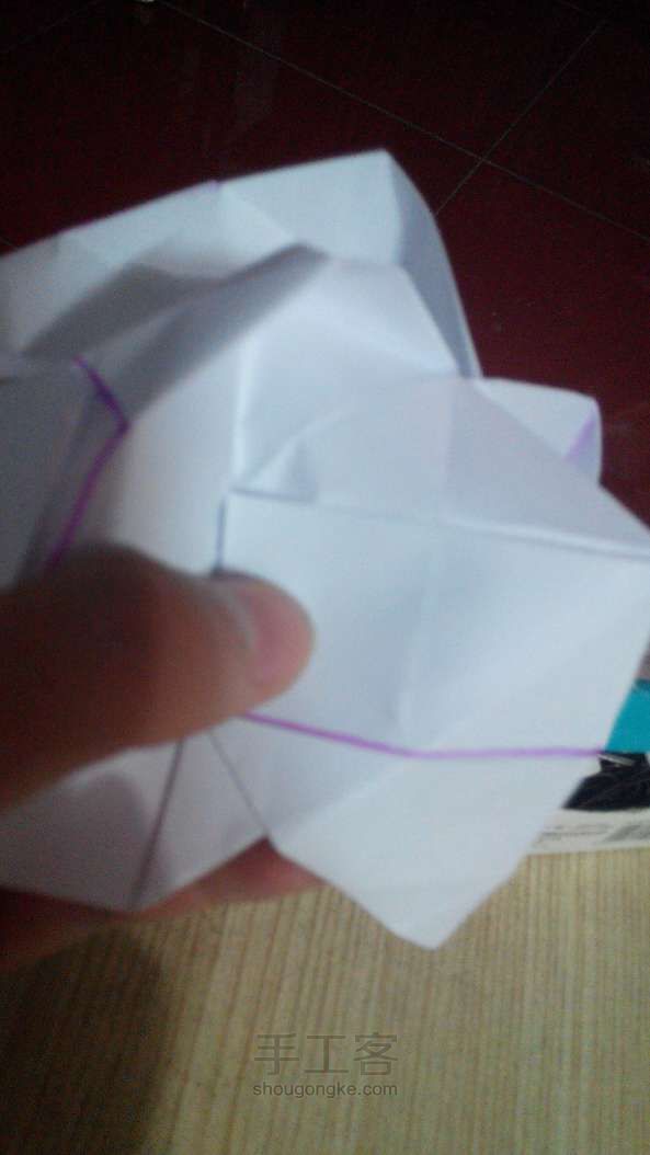 川崎玫瑰折法，看了以后包你学会哦～ 折纸教程 第54步