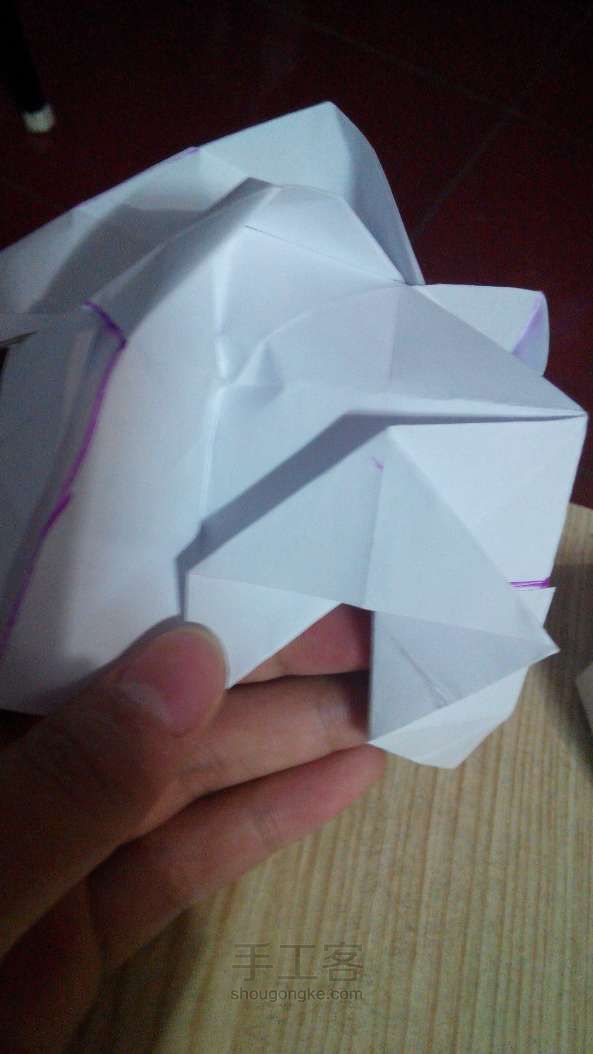 川崎玫瑰折法，看了以后包你学会哦～ 折纸教程 第58步