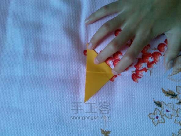 纸折千纸鹤教程，萌萌哒~~ 折纸教程 第6步
