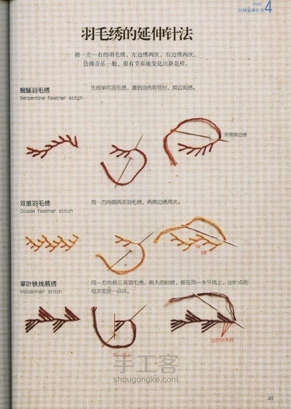刺绣基础--30种延伸针法 第9步