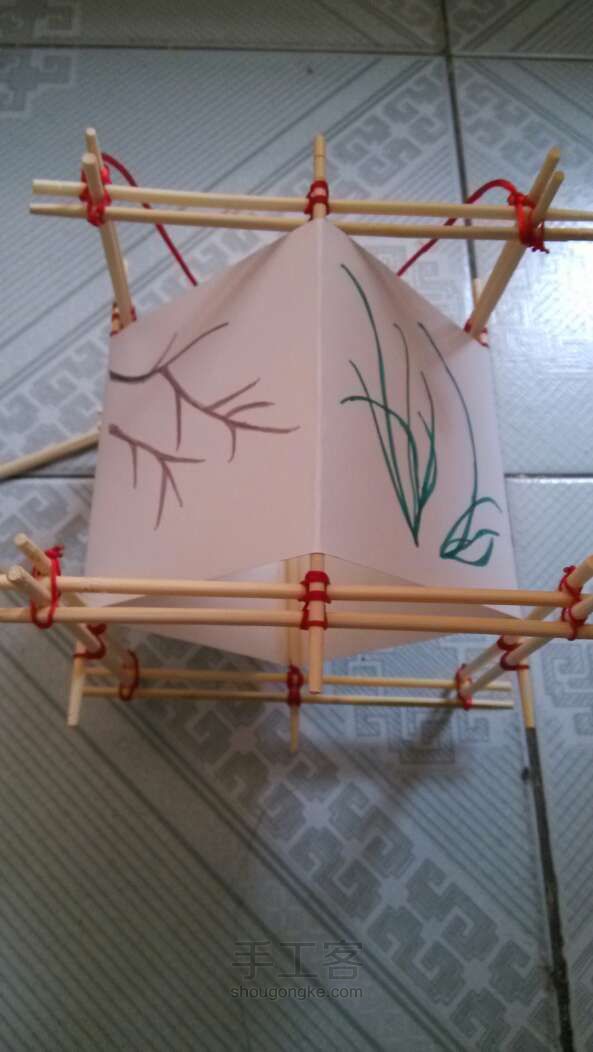 筷子灯笼 旧物改造 第2步