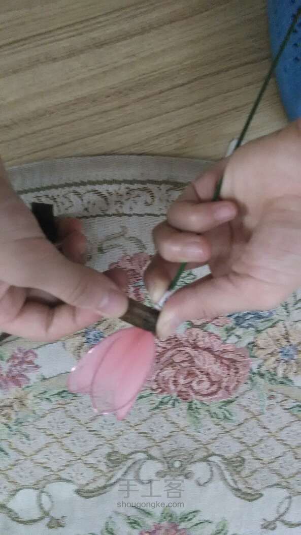 桃花（丝网花）diy制作方法 第42步