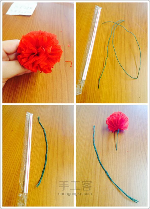 康乃馨做纸花的制作方法 第5步