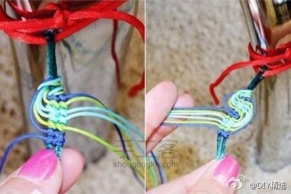 时尚彩绳编织手链 第5步