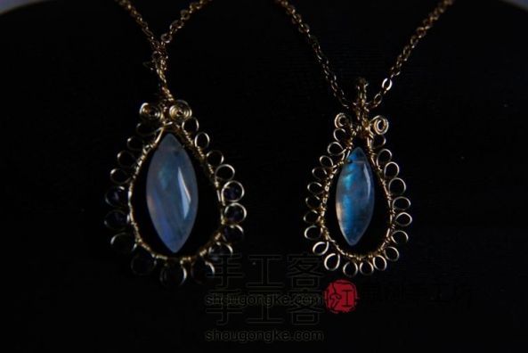 [虹]天然月光石马眼堇青石绕线项链吊坠~ 第5张