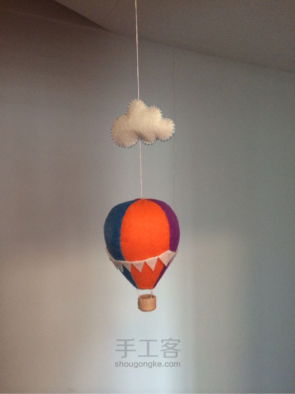 云朵中的热气球 不织布DIIY教程 第6步