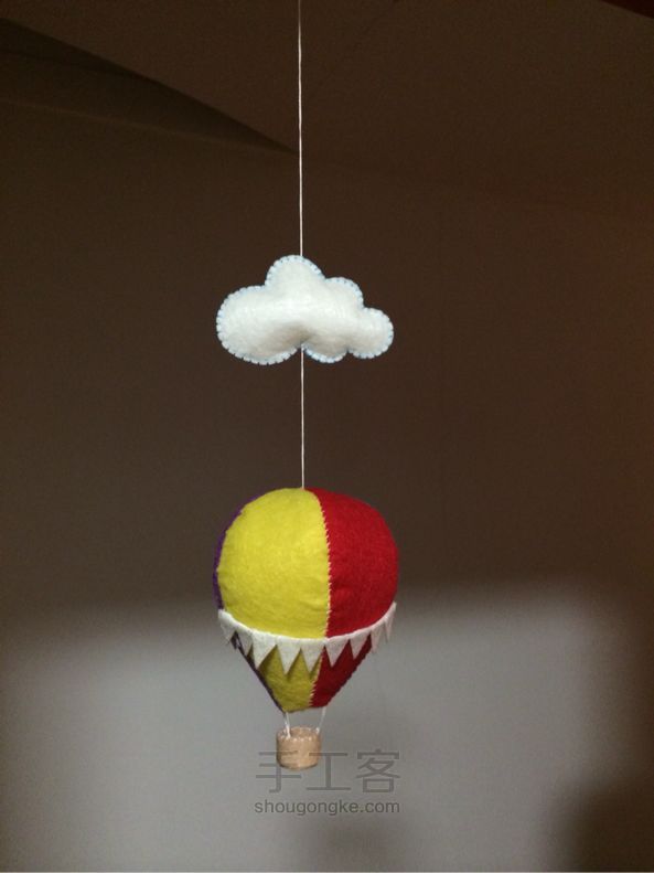 云朵中的热气球 不织布DIIY教程 第7步
